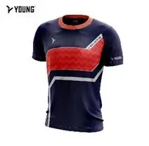 Young Absorb Sweat Roundneck Fresco 8 Unisex Jersey Quickdry Breathable Badminton Shirt Sport Navy