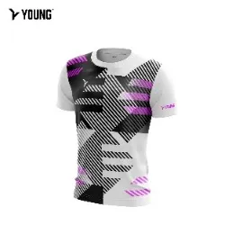 Young Fresco 7 Roundneck Stretchable Unisex Badminton Shirt Quickdry Jersey Breathable Black/white