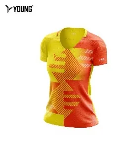Young Women Fresco 7 Fit Cutting Badminton Shirt Quickdry Tournament Jersey Breathable Sport Yellow/red 