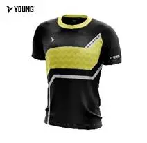 Young Absorb Sweat Roundneck Fresco 8 Unisex Jersey Quickdry Breathable Badminton Shirt Sport Black