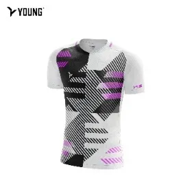 Young Tournament Men Fresco 7 Shirt Quickdry Badminton Short Sleeve Jersey Sportwear Breathable Sport Black/white  